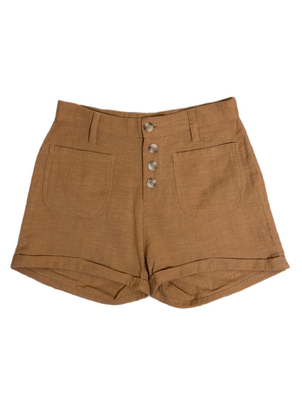 Billabong High-Waist Button-Front Shorts in Camel Brown